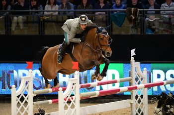 Italy's Emanuele Gaudiano makes a flying start at the inaugural Liverpool International Horse Show