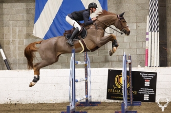 Sandy McLean lands the Winter Grand Prix at Morris Equestrian Centre’s Winter Classic with Gino F
